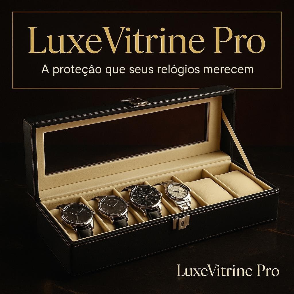 Organizador de Relógios Luxo 6 Compartimentos Visor Transparente