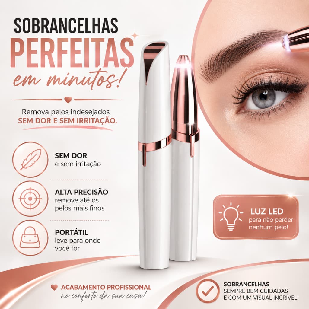 Caneta Depiladora Sobrancelha Elétrico Recarregável USB Bivolt (Cores Sortidas)