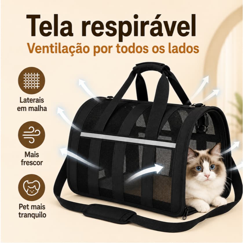 Bolsa para Cachorro e Gato Respirável Dobrável Leve Prática Transporte Pet Viagem 4 Cores VariadasBolsa deviagempara pet