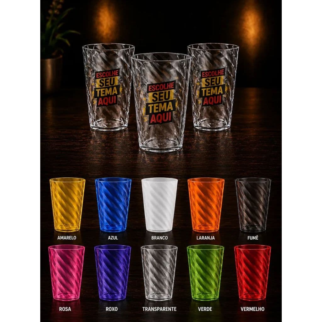 10 Copo Twister 350ml Personalizado Com Tema Arte Logo Festa