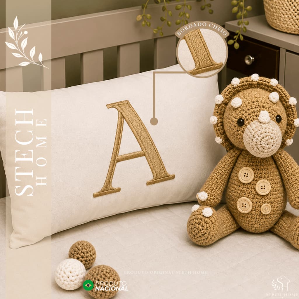 Almofadinha Almofada PERSONALIZADA INICIAL Bordada Decorativa Enxoval de bebê - Dourado