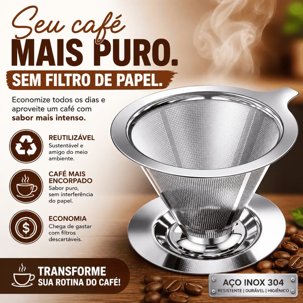 Coador de Café Aço Inox 103 Permanente