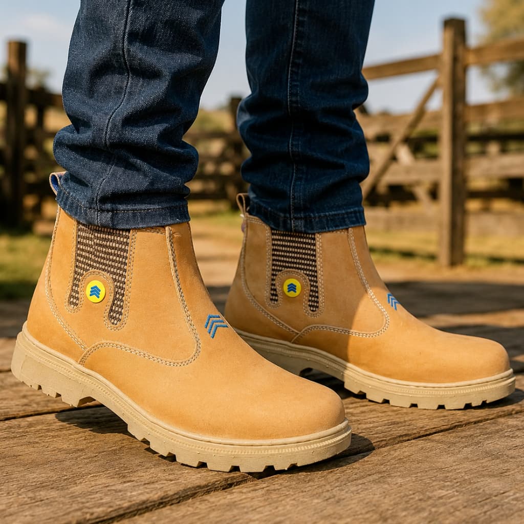 Bota Botina Masculina Couro Legítimo Agriculture Sola Costurada