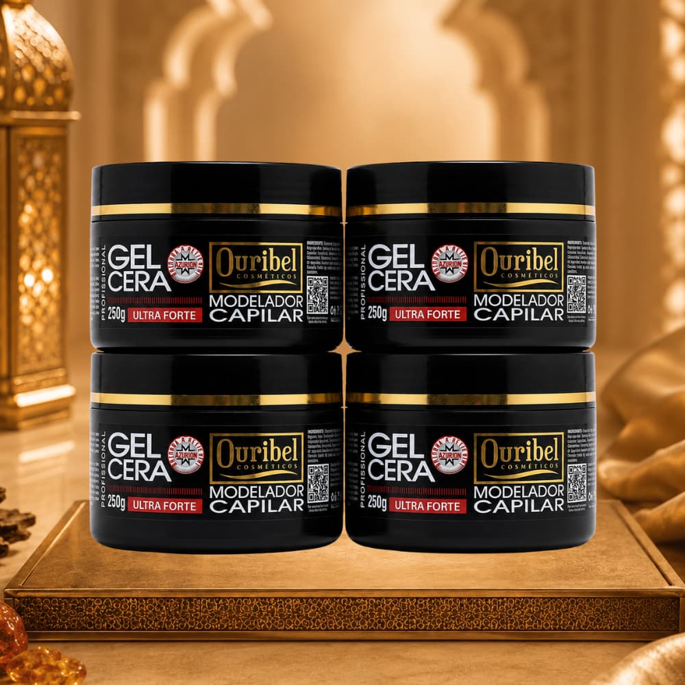 Kit 4 Gel Modeladora Ouribel Profissional 250g Ultra Forte Controle Fios Acabamento Profissional