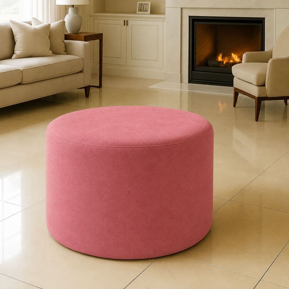 Puff Orgânico Redondo Liz Puff Para Closet Camarim Sala Quarto Decorativo Confortável Suede Rose