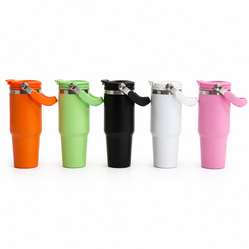 Garrafa Térmica Copo MS-942 900ml Inox Colorida Alça E Canudo