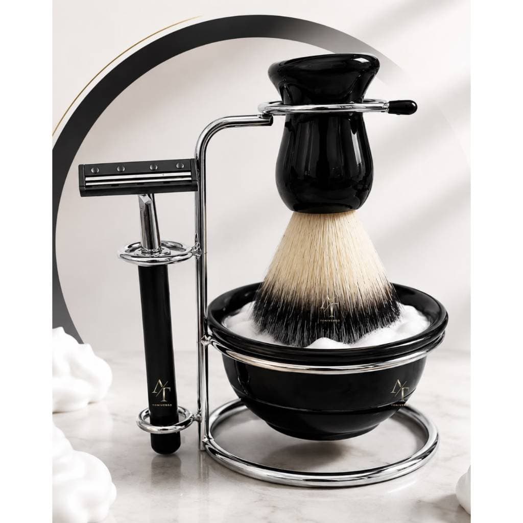Kit Barbear Cumbuca Pincel Aparelho de Barbear Profissional Barbearia Barbeiro Pai Papai Vovô
