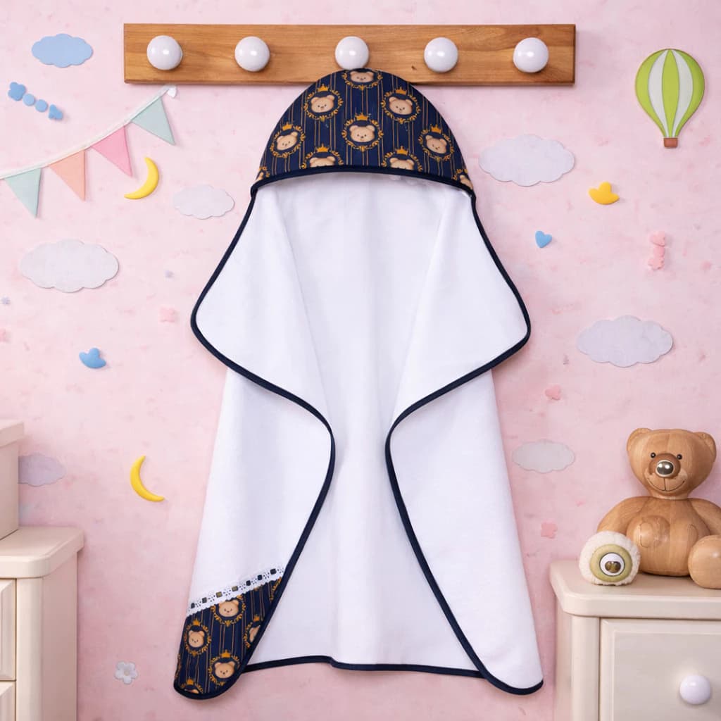 Toalha Fralda de Banho Bebê Modelo Luxo Super Absorvente Tecido Felpudo Atoalhada com Capuz 100% Algodão Menino e Menina