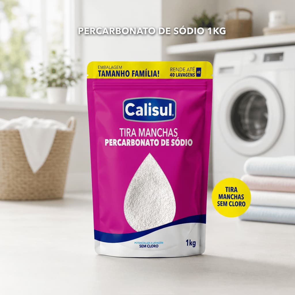 Percarbonato de Sódio 1kg Tira Manchas Sem Cloro Alvejante Limpeza Profunda Tamanho Família Dia a Dia