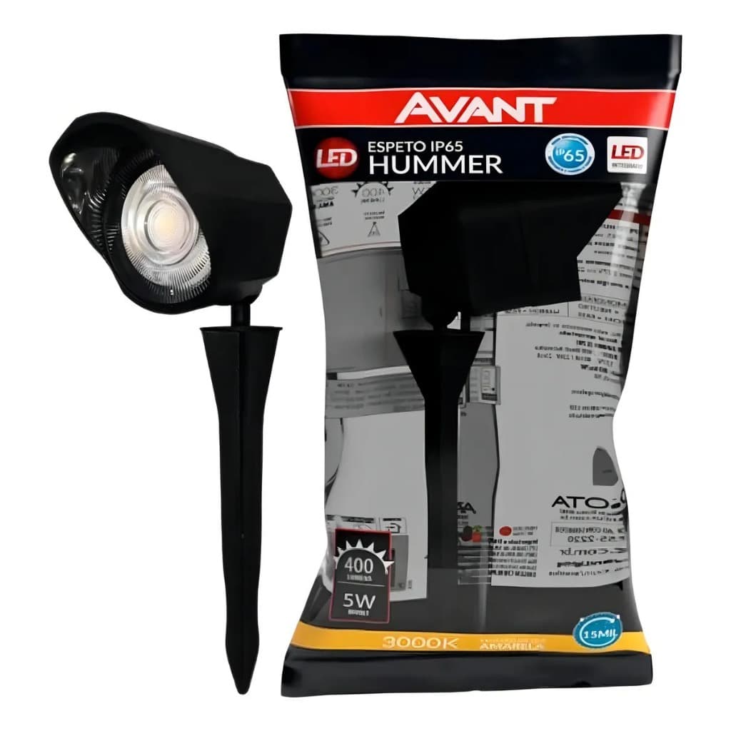 Espeto LED Jardim 5W IP65 Luz Amarela 3000K Bivolt 400lm Iluminação Externa Paisagismo Hummer Avant