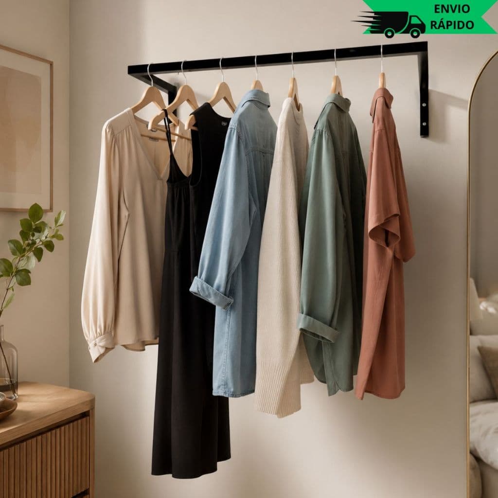 Cabideiro Araras Cabide De Parede Preto 60cm Organizador Roupas