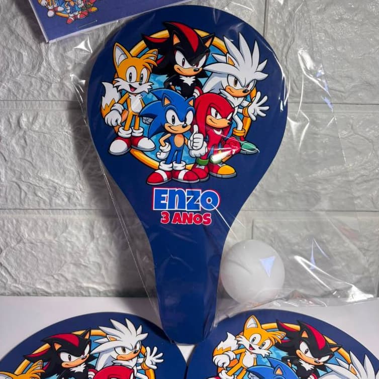 Raquete Personalizada Sonic e Amigos Lembrancinha Personalizada Para Aniversario