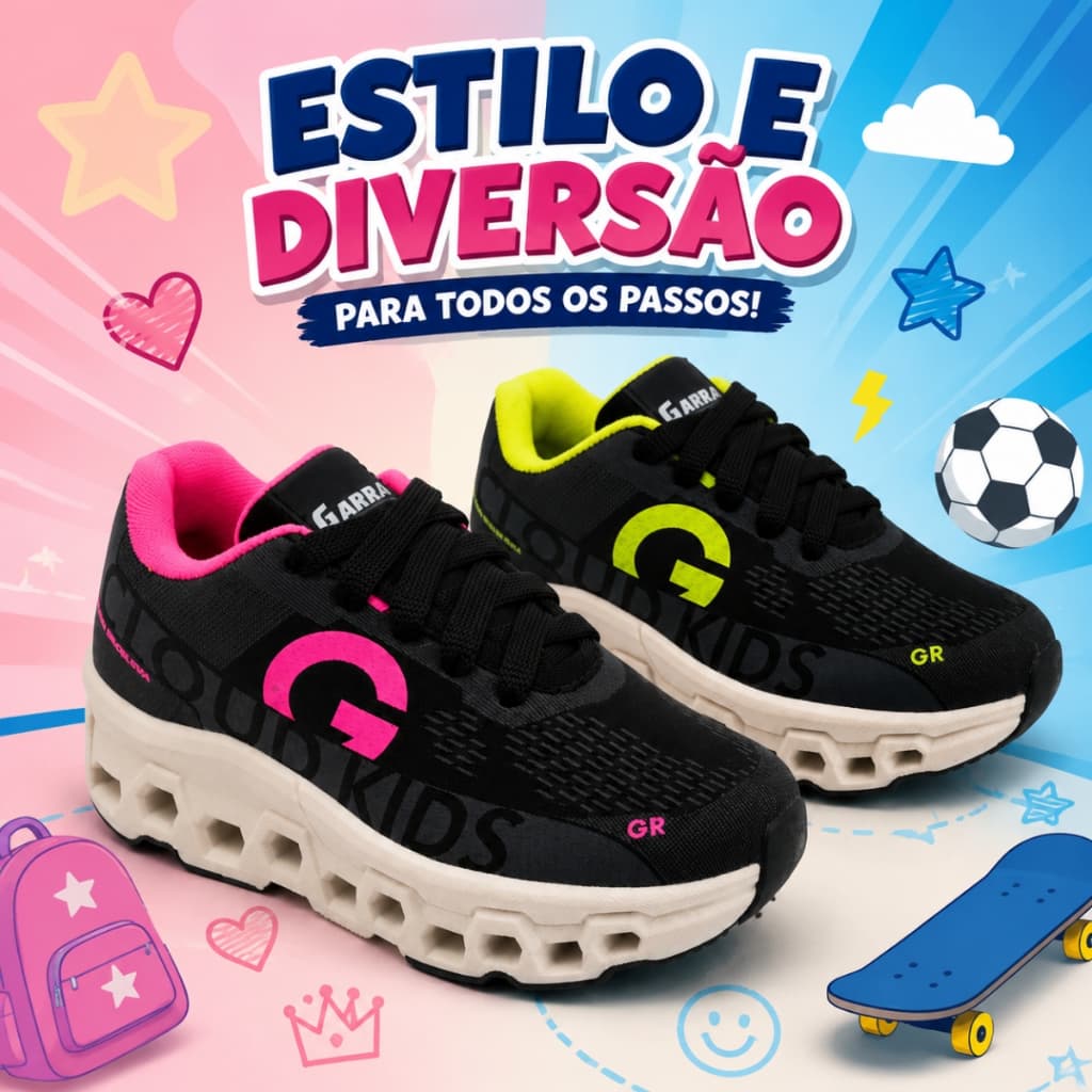 KIT 2 PARES Tênis Infantil Unissex Esportivo Chunky Confortável Leve Resistente Original Para Escola e Brincadeira 26/33
