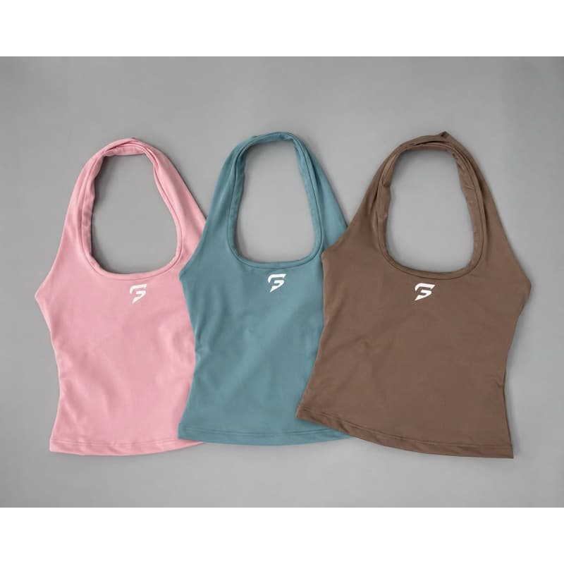 Regata Fitness Feminina com Alça Halter – poliamida com bojo removível