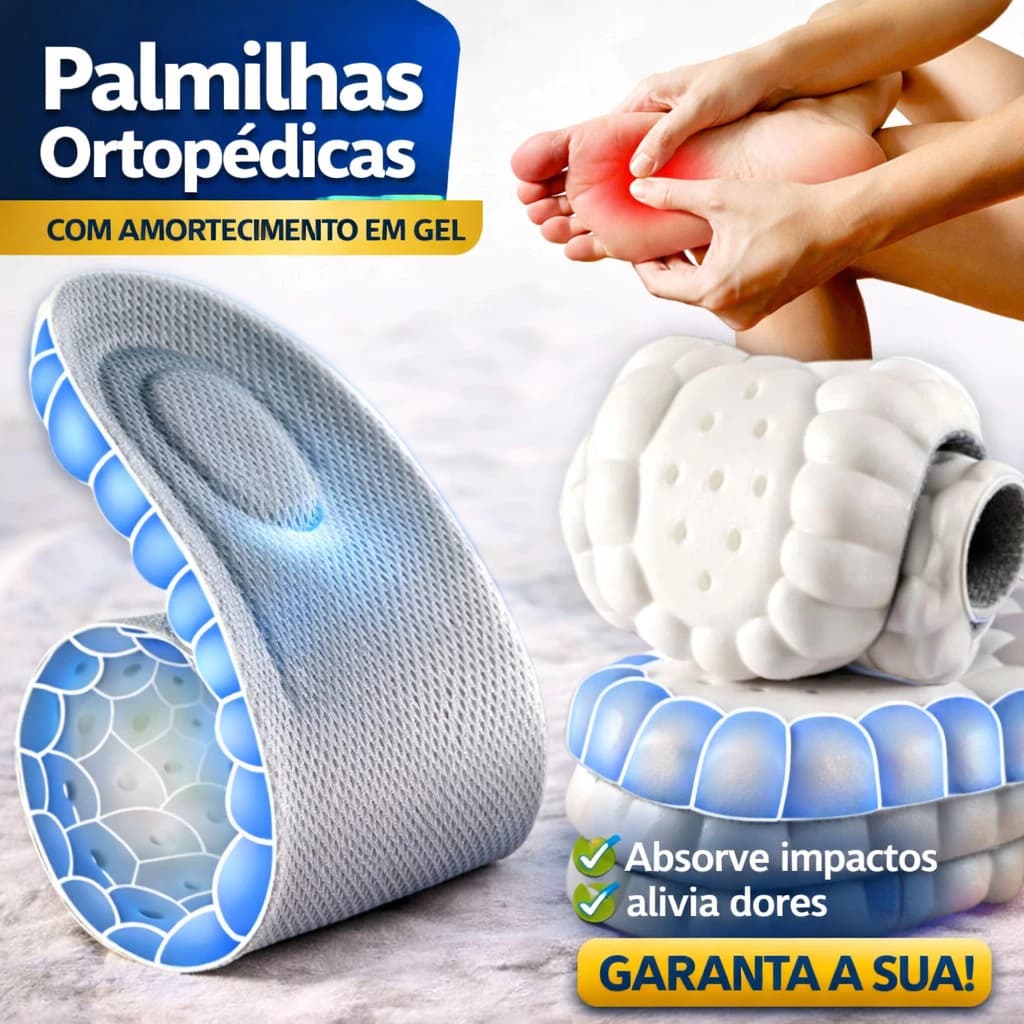 Palmilha Ortopédica Gel 4D Nuvem Fascite Plantar Esporão Conforto Anatômica Absorção
