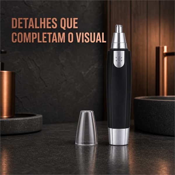 Aparador Elétrico para Pelos do Nariz e Orelhas com Lâmina Rotativa 360°, Corpo Ergonômico e Design Portátil Masculino