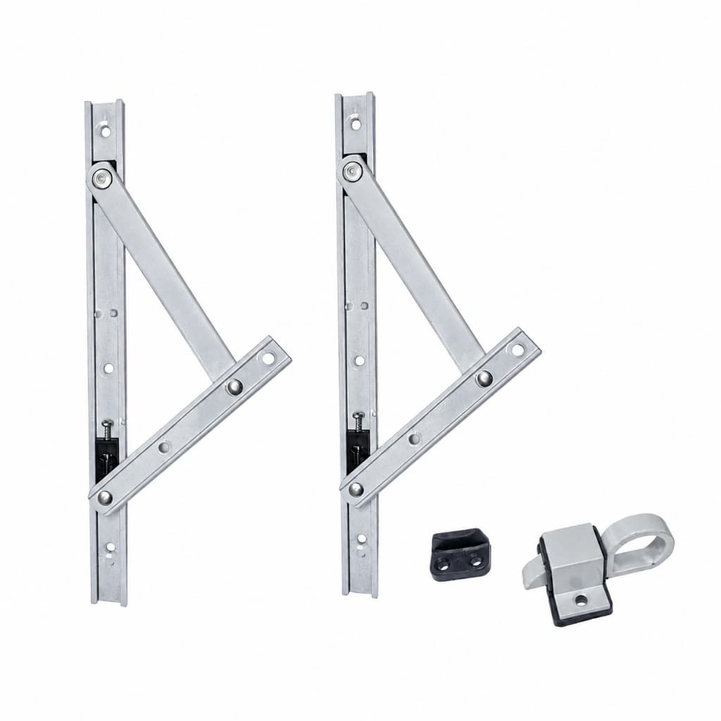 Kit Janela Maxim-Ar Braço 40cm em Alumínio + Fecho Gatilho | NATURAL | Completo