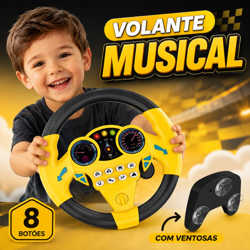 Volante Infantil Interativo com Som Simulação Carro