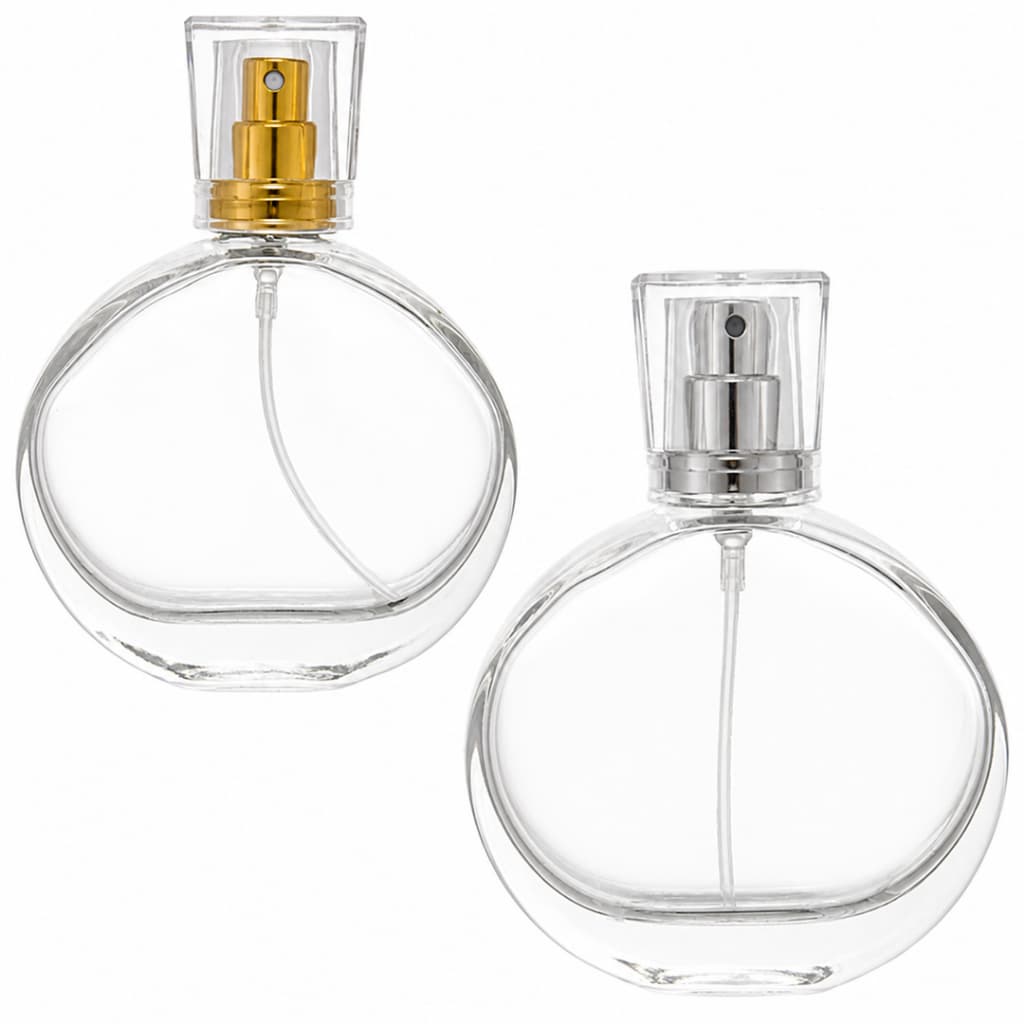 Frasco Porta Perfume Vidro 30ml Com Válvula Spray Luxo Rosca 13/400 Tampa Dourada Prata Elegante