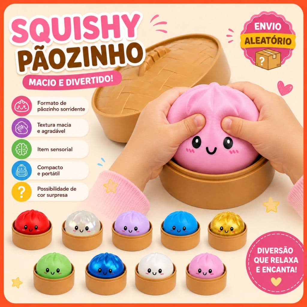 Dumpling Squishy Bolinho Baozi Surpresa Pãozinho Macio