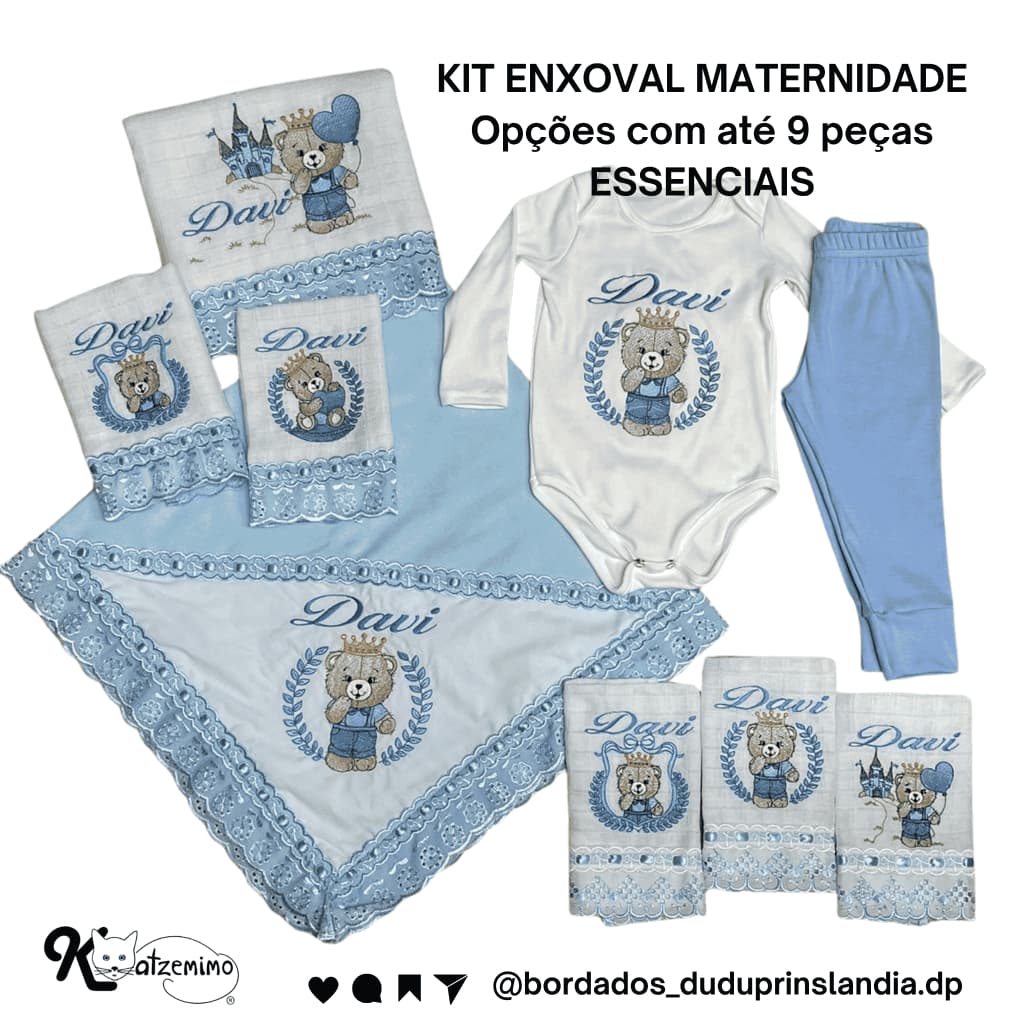 Escolha seu Kit Enxoval com Bordado Personalizado, Panos de Boca, Fraldas Passeio, Enxoval com 4, 6 ou 9 peças