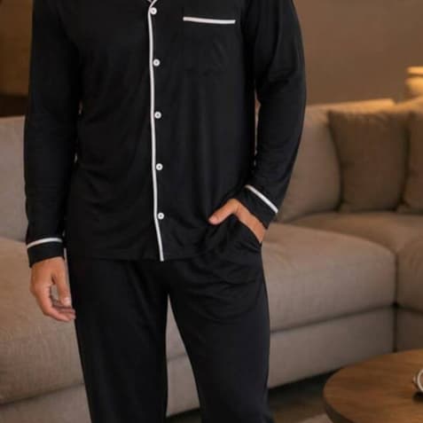PIJAMA BOTÃO AMERICANO MASCULINO MANGA LONGA E CALÇA