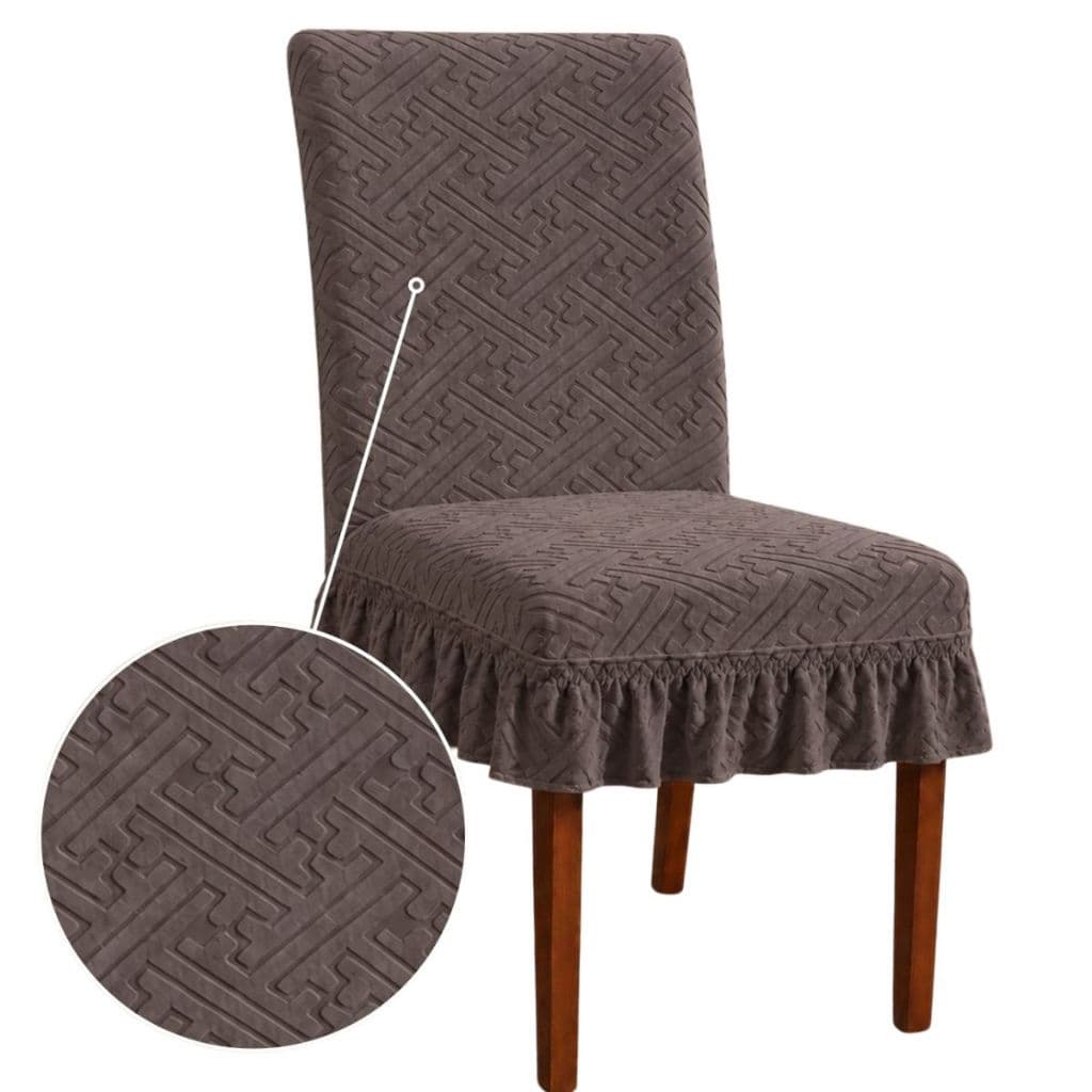 Kit 4 6 Capa de Cadeira Jantar Jacquard Babado Spandex Elástica Não Escorrega Lavável Várias Cores