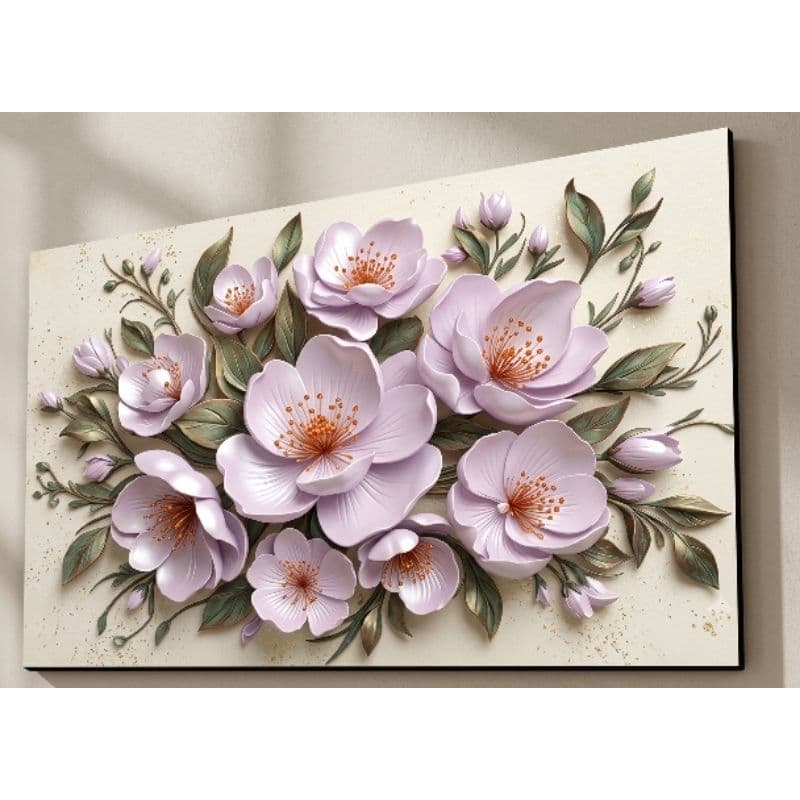 quadro decorativo grande 110x80cm flores relevo para sala e quarto mdf