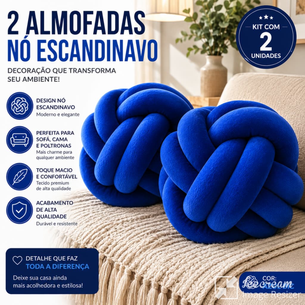 Kit 2 Almofadas Nó Decorativa Macia Para Sofá Cama