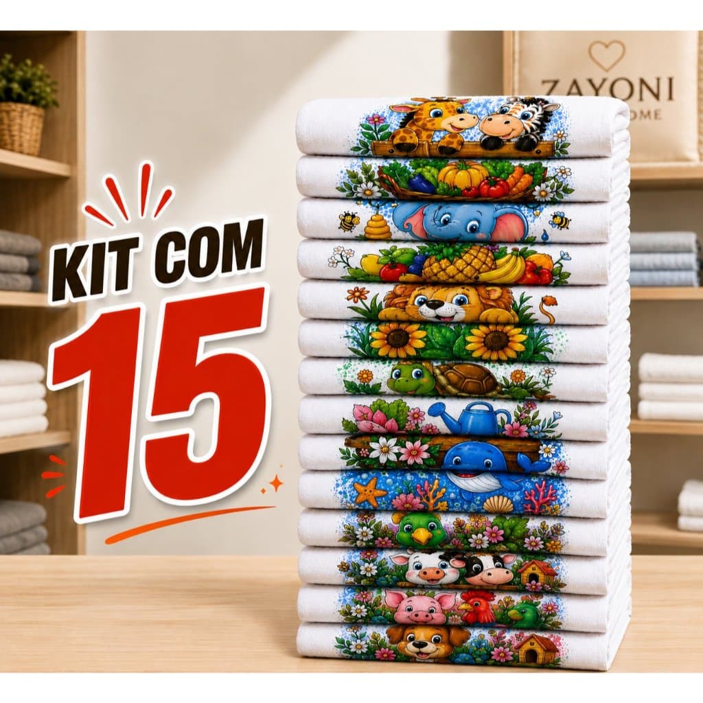 15 pano de Copa Premium Kit Família Peças