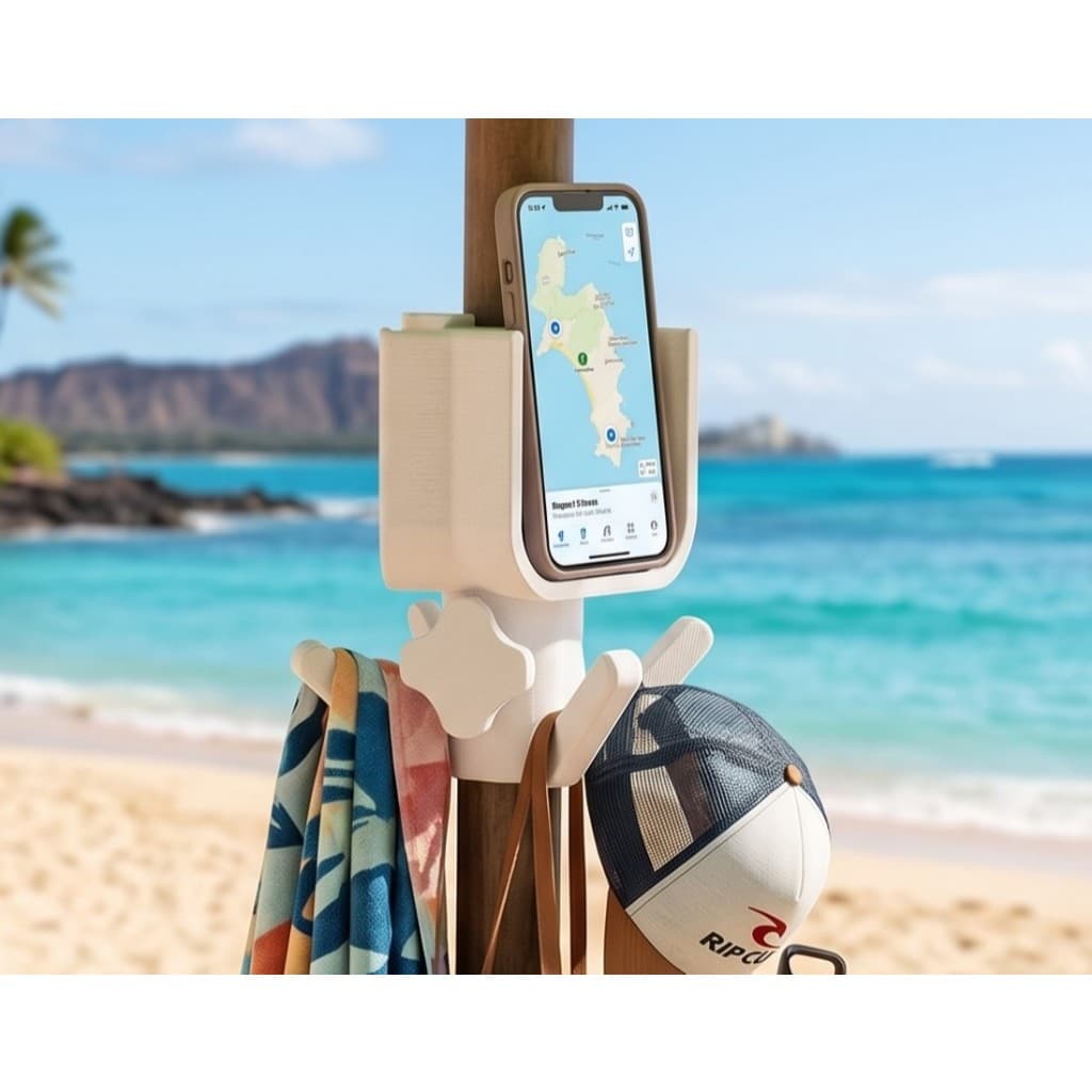Porta celular, porta toalha, porta óculos, multiuso para guarda sol.