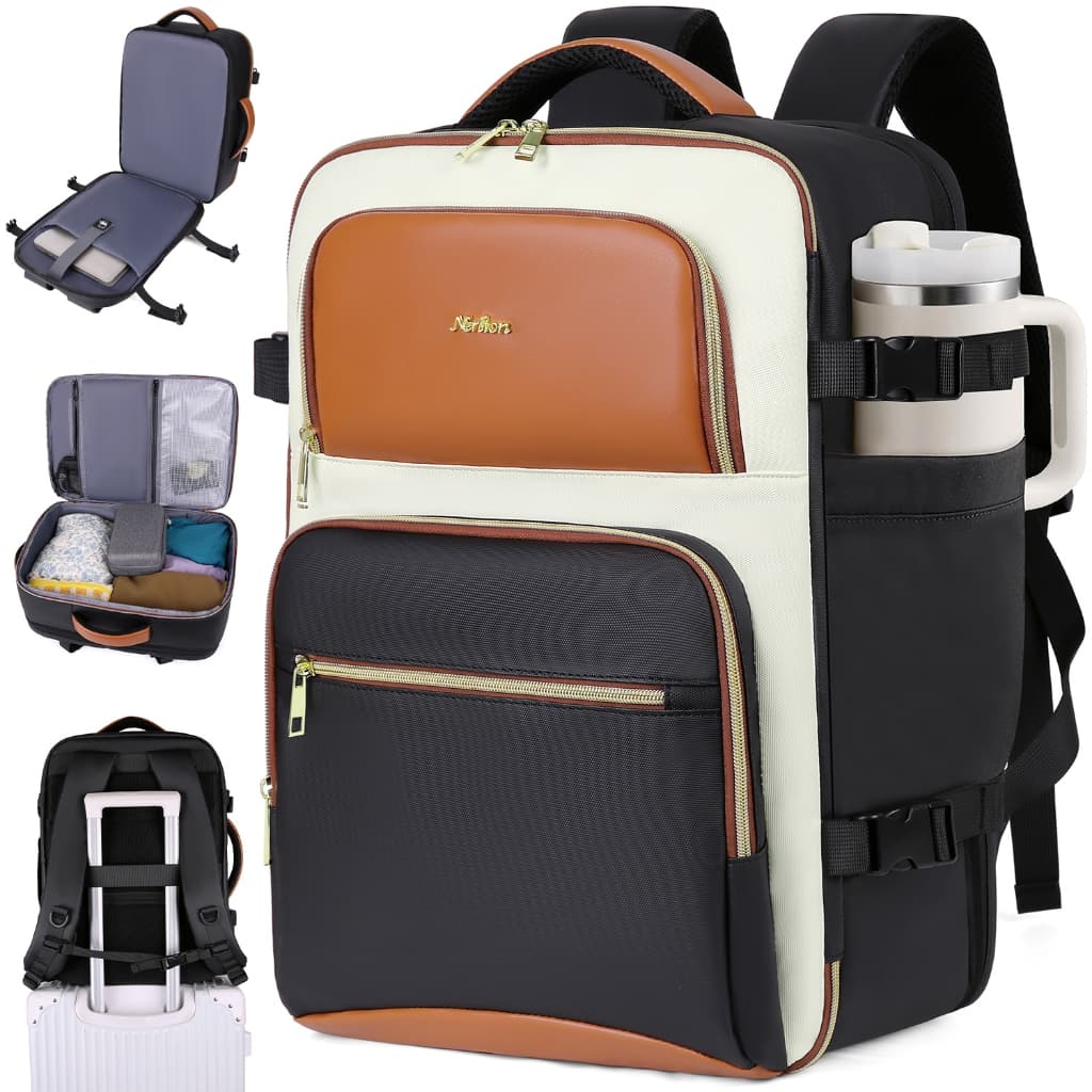 Mochila para Notebook Feminina com Porta-Copo, Compatível com Notebook de 15,6 Polegadas, Mochila de Viagem Impermeável