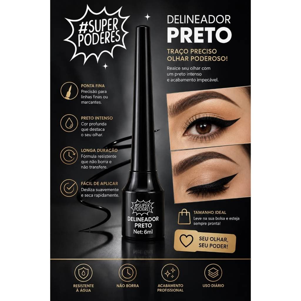 Delineador Líquido Preto #Super Poderes – 6 ml