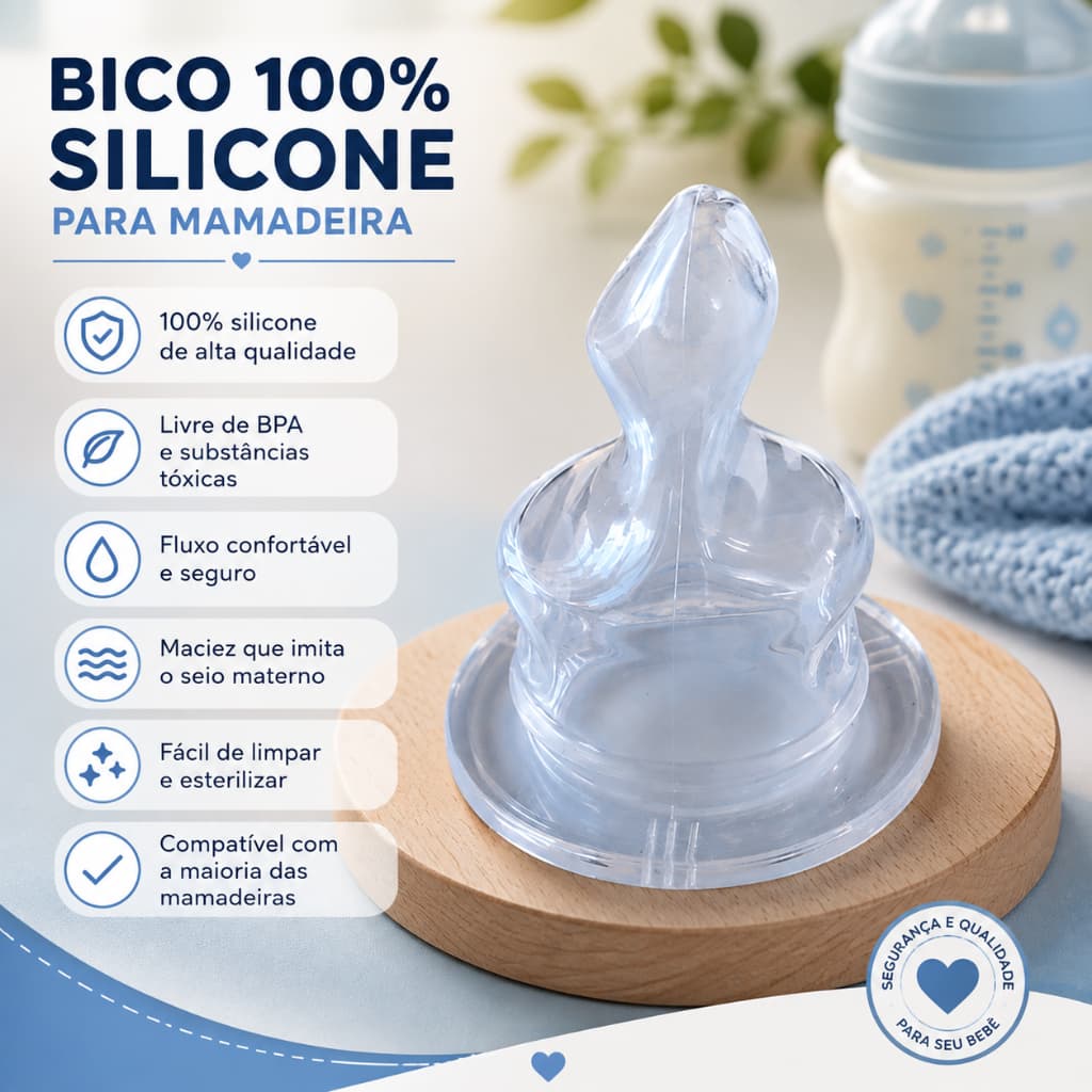 Bico  Mamadeira Com 5 Unidades Anatômico Silicone Baby Nany