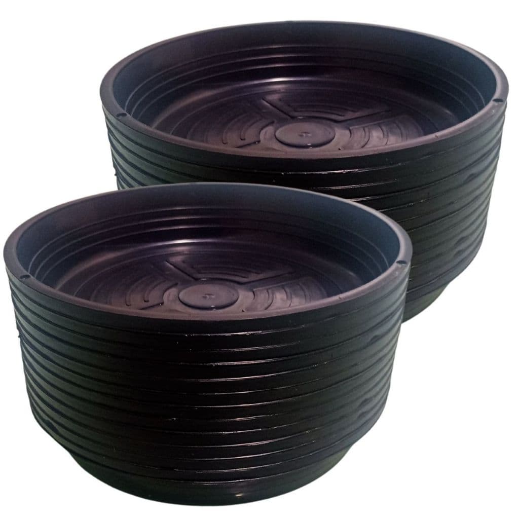 Kit 12 Prato De Vaso 23cm Planta Pratos Médios Para Planta Plástico Preto Coletor de Agua