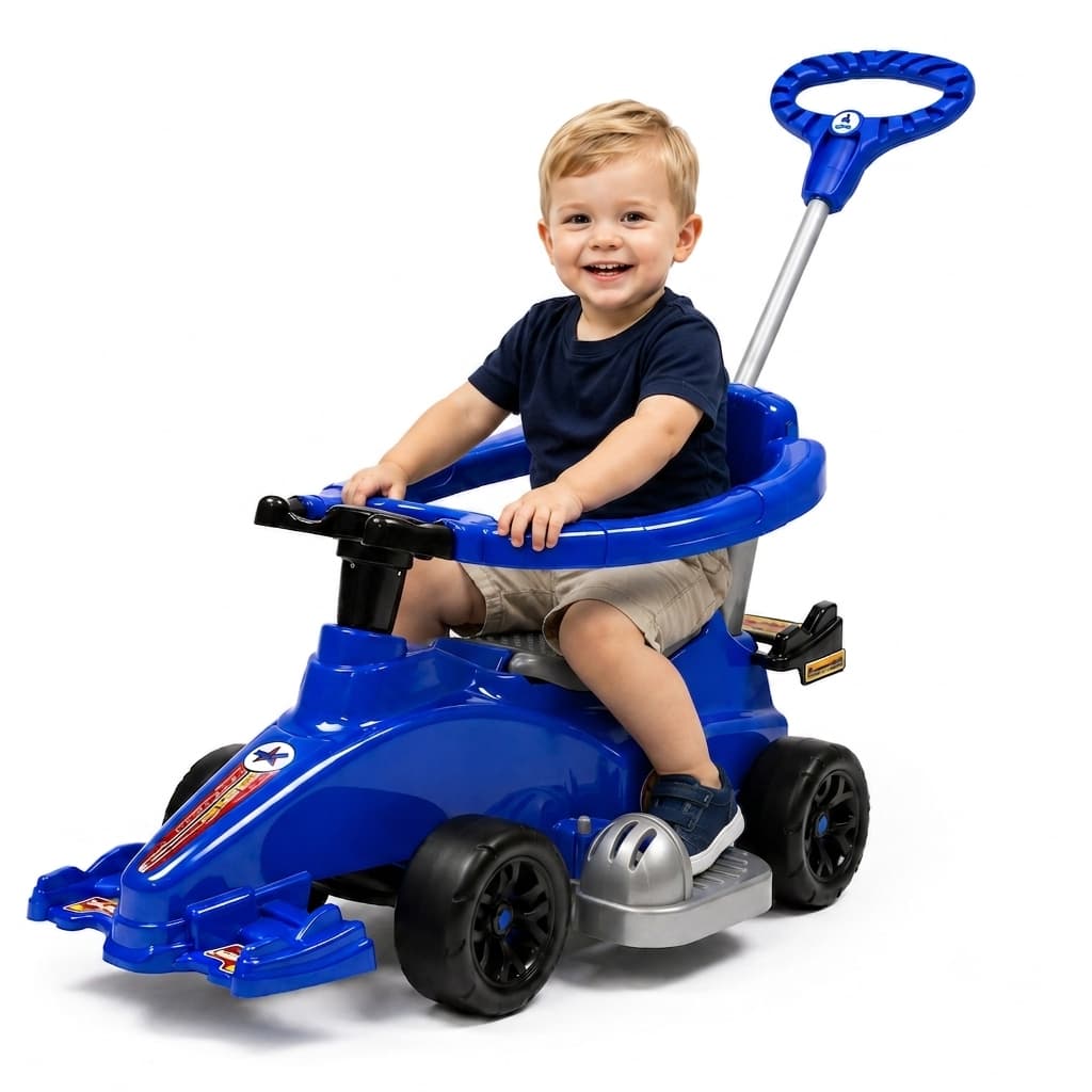 Carrinho de Passeio Speed Flash Quadriciclo com Música e Haste Motoca Esportiva Carro Calesita