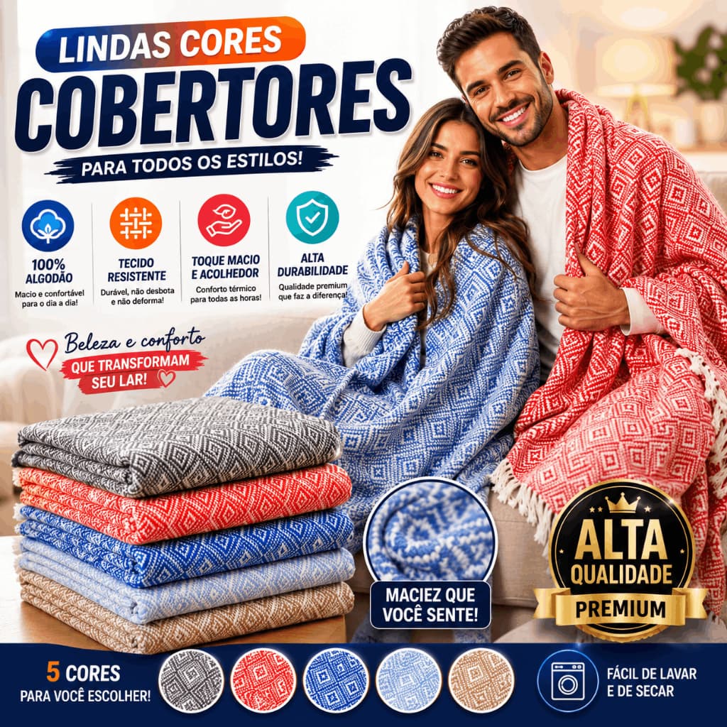 Manta De Sofá e Cobertor  Olho De Peixe 2,30 x 1,70M 100% Algodão Protetor Decoração Qualidade Premium