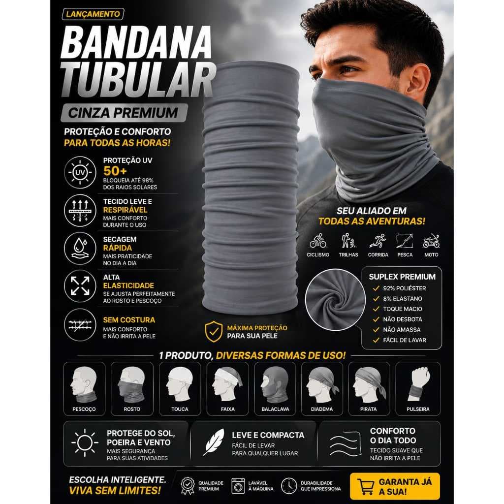 Bandana Tubular Pescaria Motociclismo Ciclismo Atletismo Varias Cores Preto