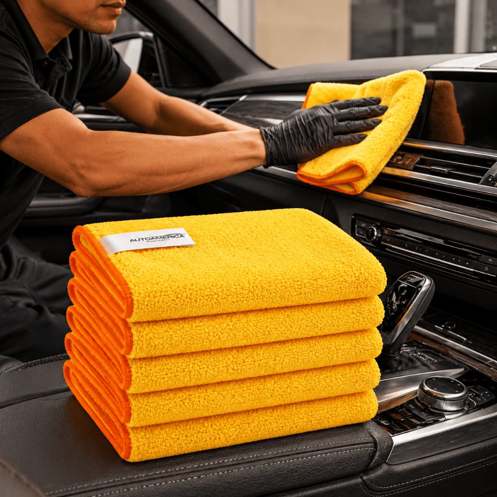 Kit 3 Panos de Microfibra Autoamerica Amarelo 40x60cm 350GSM Para Cera e Polimento