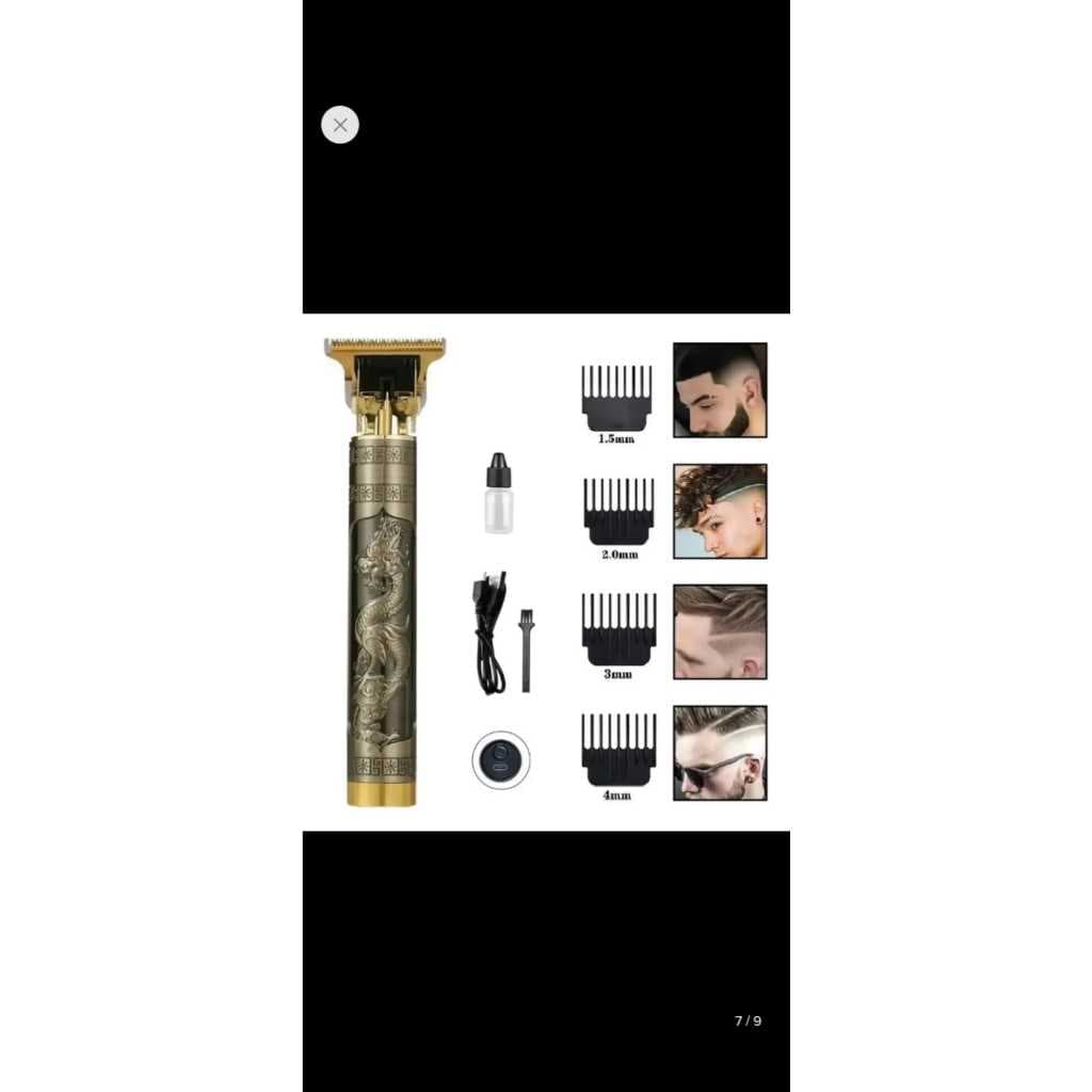 Maquina Aparador De Pelos Cabelo Profissional Elétrico Vintage T9 Sem Fio