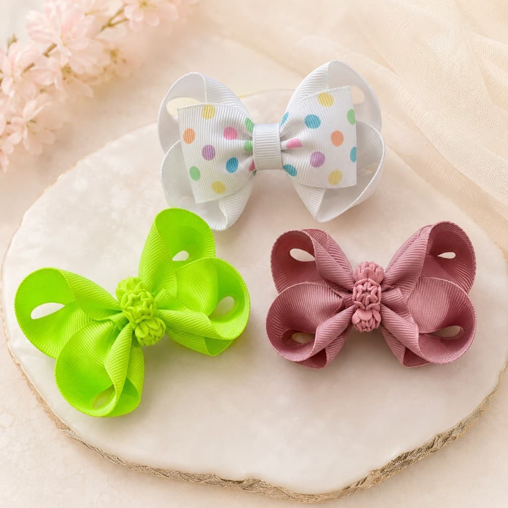 Laço de Cabelo Infantil para Menina M 9cm Bico de Pato Gorgurão Importado Unidade ou Kit 3