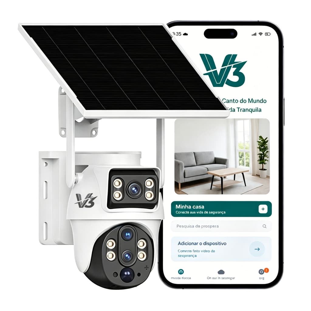 V3 BP909 Câmera Segurança Solar 8MP com Detecção de Movimento e 10X Zoom 4G Câmera Externa