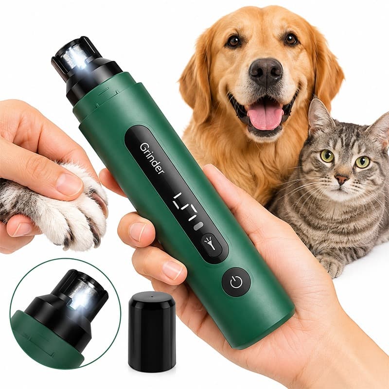 Kit 2 em 1 Lixador de Unha Pet Elétrico + Alicate para Cães e Gatos com LED 5 Velocidades USB Tipo-C