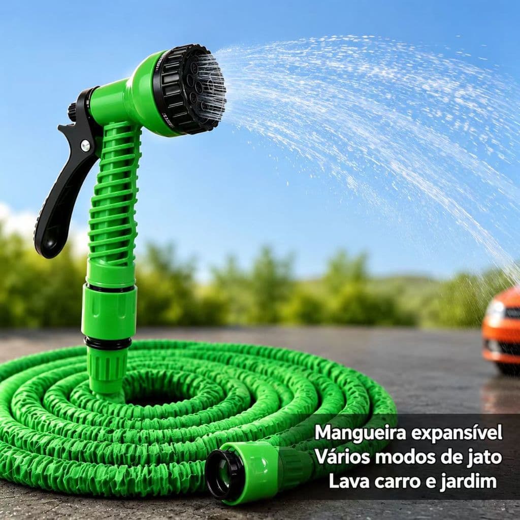 Mangueira Expansível Retrátil 3,25m até 10m Esguicho 7 Modos Ajustáveis para Lavar Carro e Regar Jardim