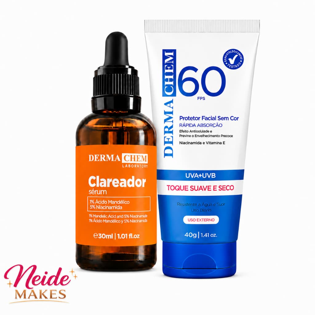 Kit Skincare  Protetor Solar Rosto  FPS 60 +  Sérum Clareador Vitamina C Dermachem - Original