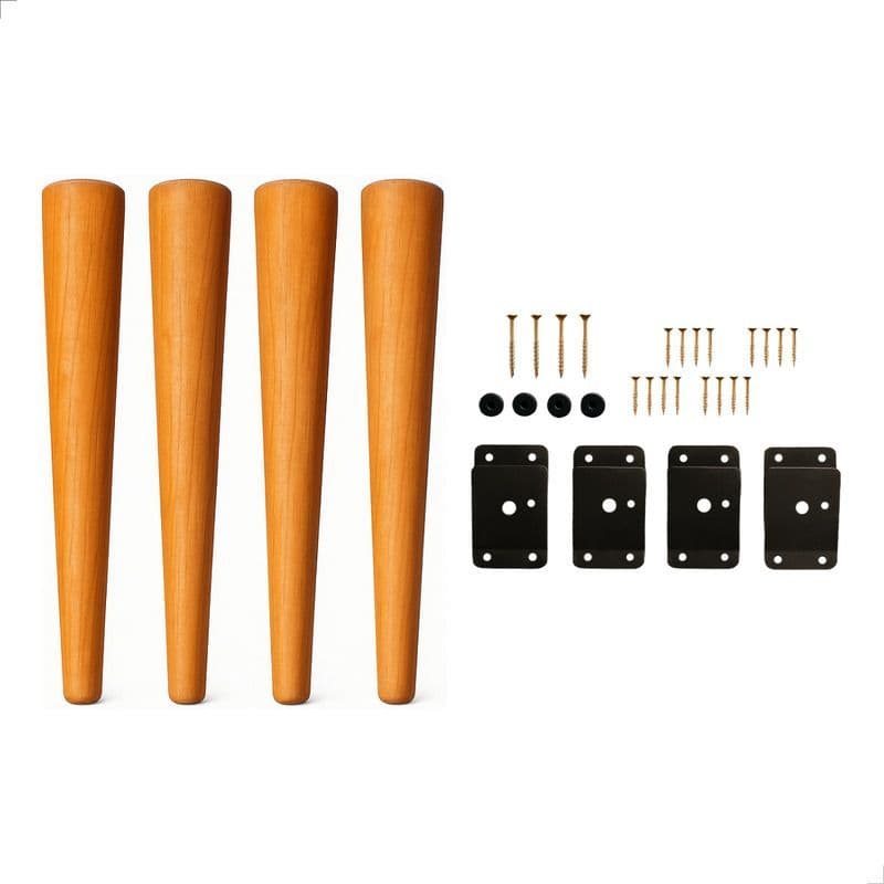 Kit Com 4 Pés De 27 cm Mais Kit De Montagem Pé Palito com Chapinha sofá puff mesa lateral