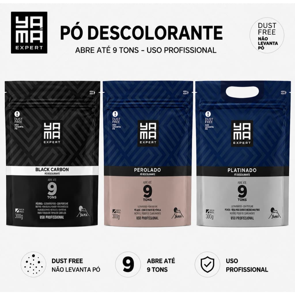 Yamá Expert Pó Descolorante Linha Profissional 300g | Black Carbon, Perolado ou Platinado