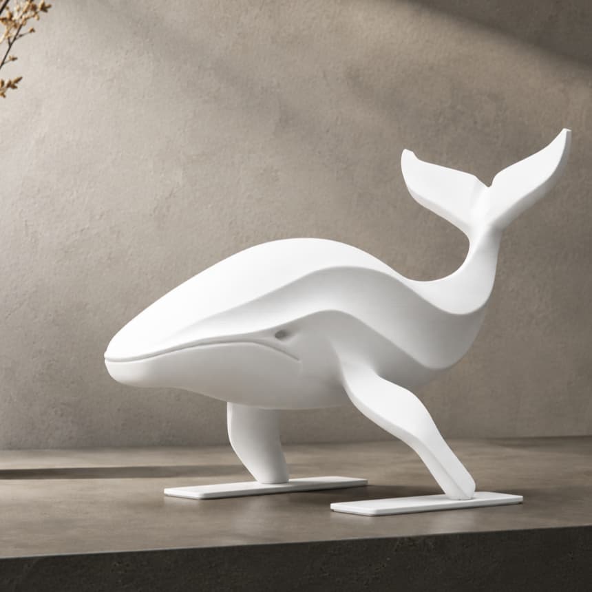 Escultura Baleia Decorativa Premium Moderna Suspensa Para Casa Sala Mesa Escritório Estante Minimalista Elegante