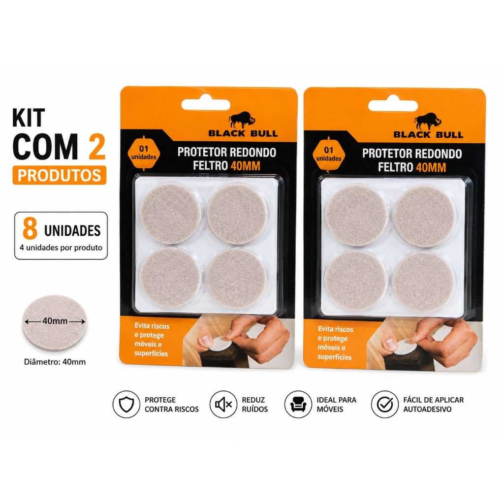Kit 2 embalagens de protetor de feltro 40mm = 8 Unidades