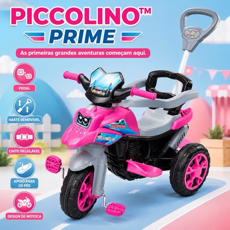 Triciclo Infantil com Pedal e Haste PICCOLINO Prime